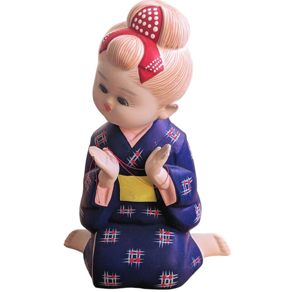 Shojo Girl Japanese Hakata Doll Kumihimo String Art Fukuoka Global Art VTG 80s
